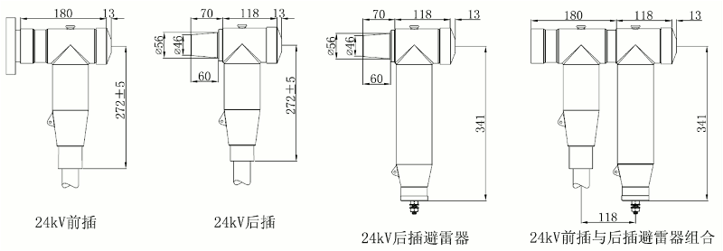 沃尔核材24kV欧式630A屏蔽型可分离连接器尺寸图.gif